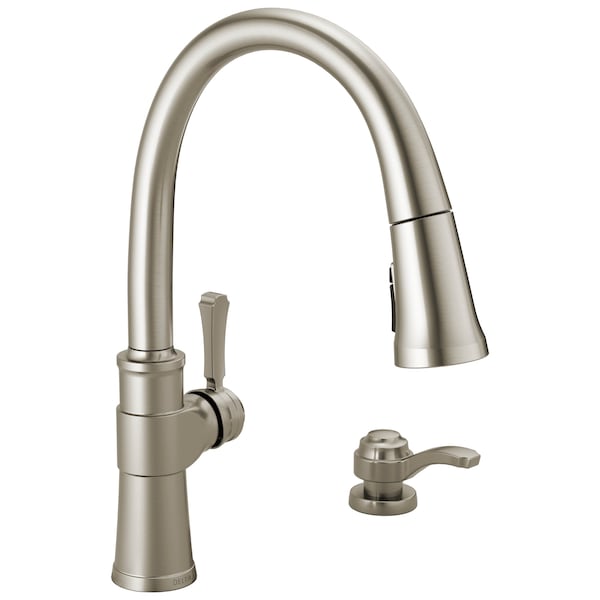 Delta Spargo: 1H Pull-Down Kitchen Faucet w/Soap Dispenser